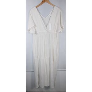 Cozy Earth Boardwalk Breeze Dress White Gauze V-Neck NWT Size XXL Lightweight